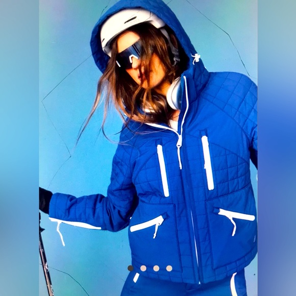 Nwt $498 xs Free people 0 2 blue ski prepped jacket short parka coat snow winter - Picture 1 of 3